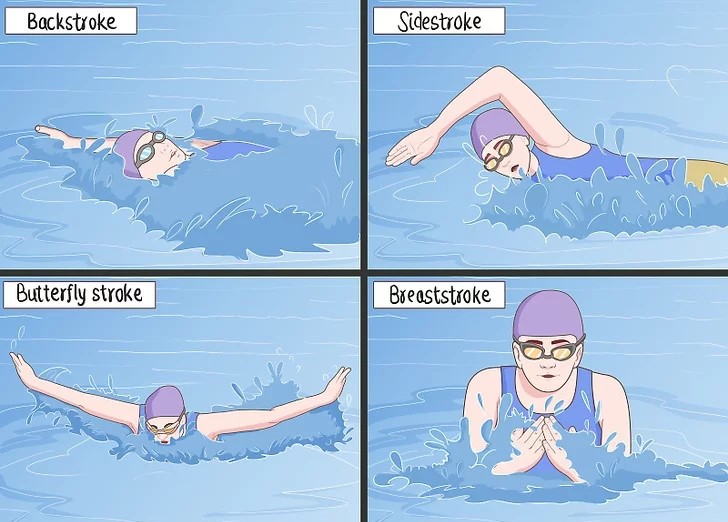 برای متنوع کردن تمرین، شناهای مختلف را در برنامه‌تان بگنجانید